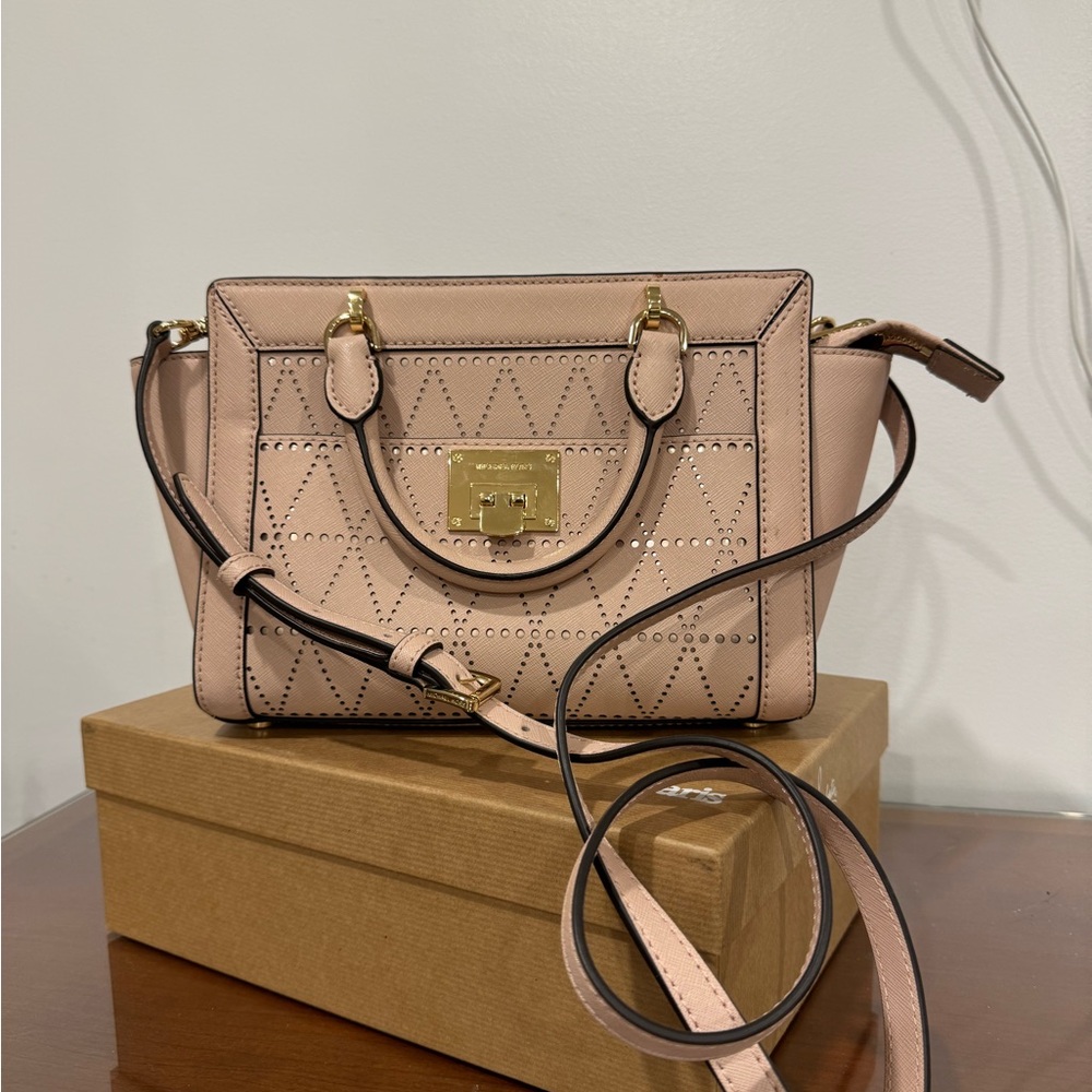 Michael Kors Blush Crossbody Bag with Gold Accents